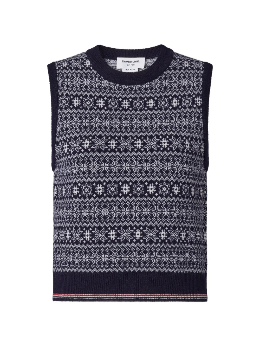 Thom Browne merino-wool jacquard snowflake shell top - Blu