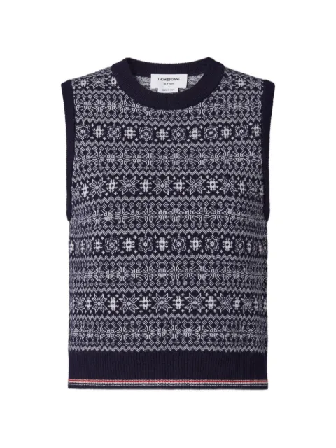 Thom Browne merino wool jacquard snowflake shell top