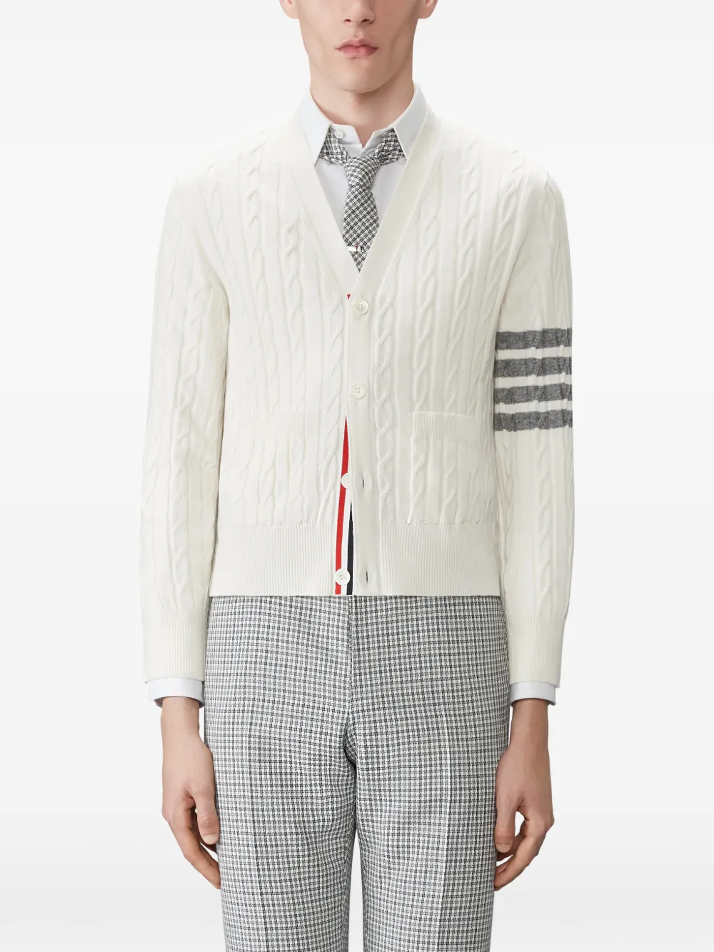 Thom Browne 4-Bar kasjmier ruimvallend vest met kabelstiksel Wit