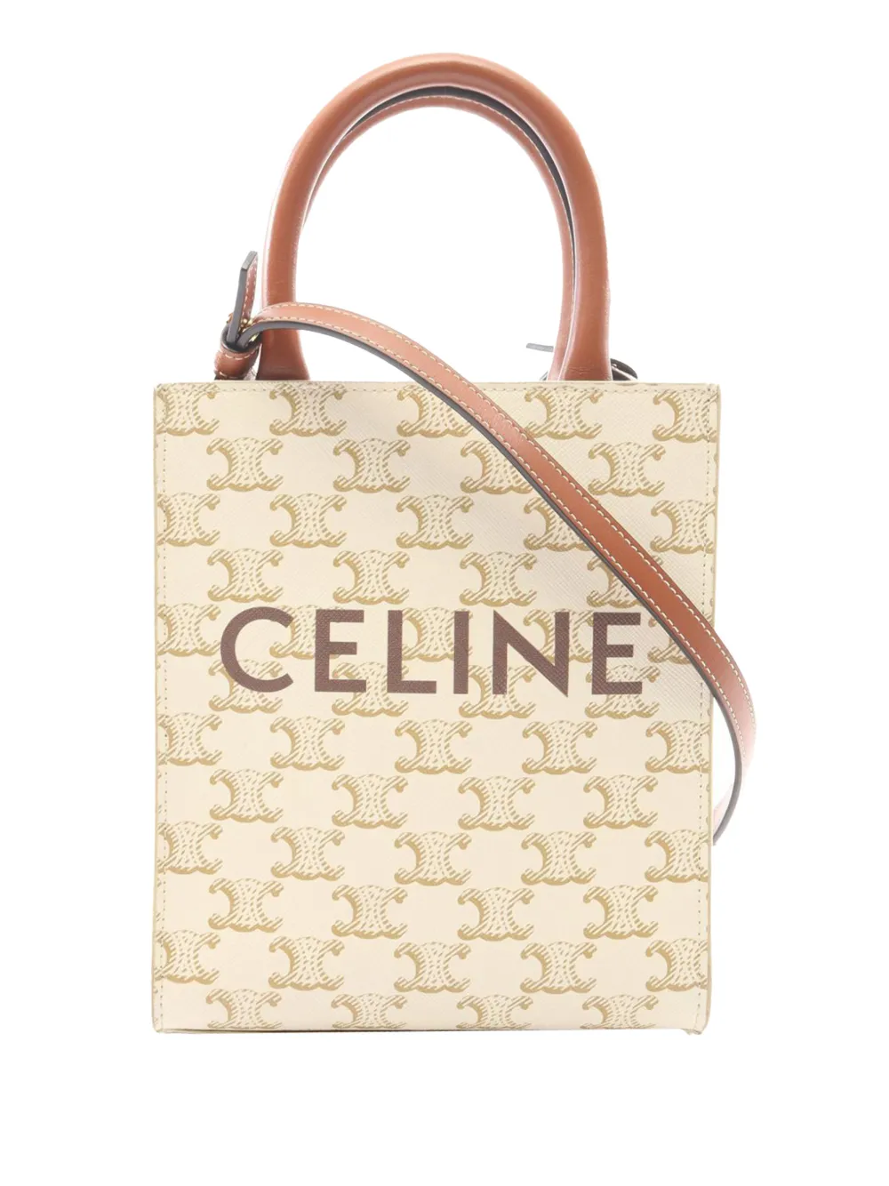 Celine Pre-Owned Borsa a tracolla Vertical Cabas Triomphe mini in tela cerata 2010-2026 - Bianco