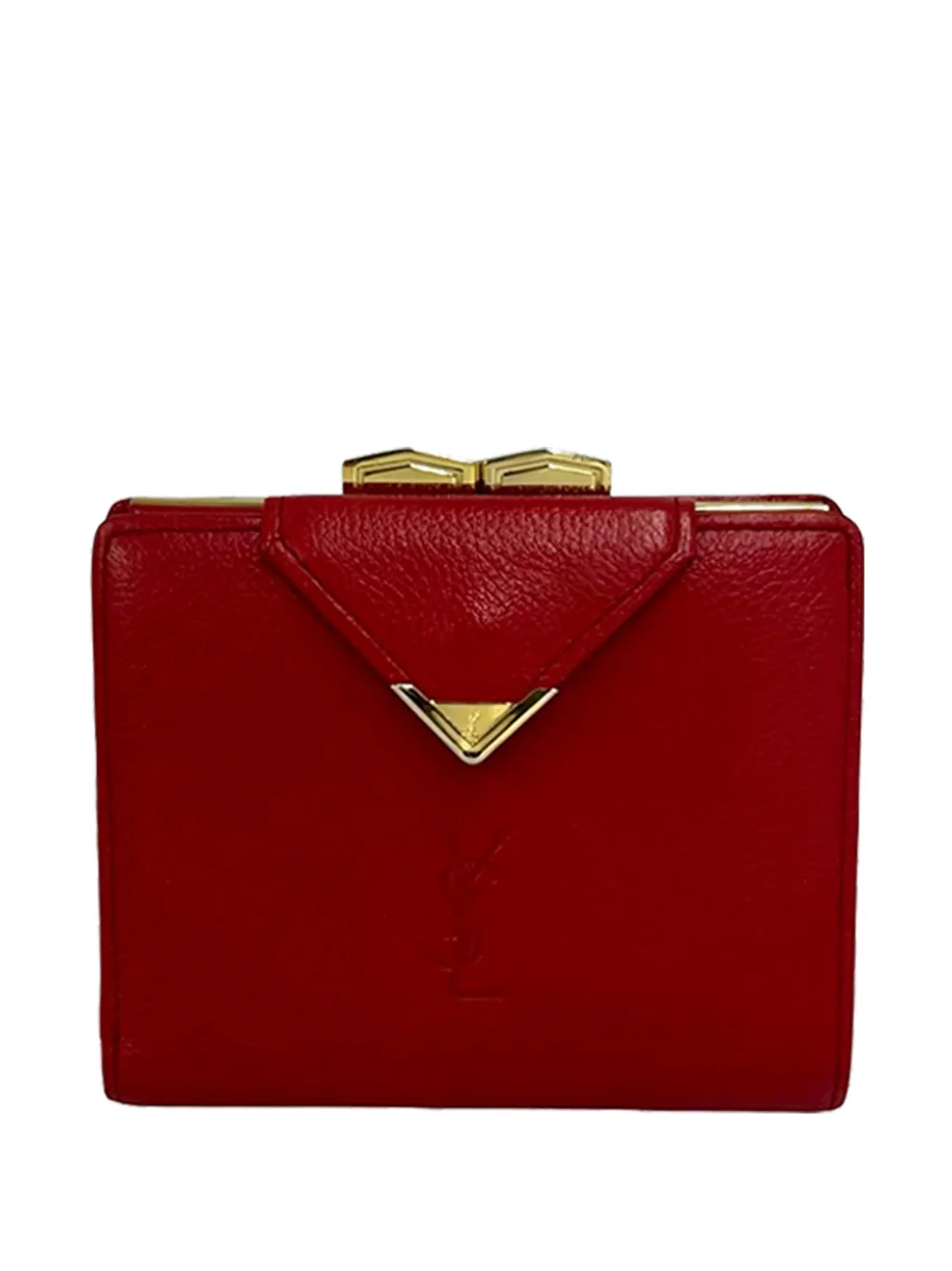 Saint Laurent Pre-Owned Portafoglio bi-fold in pelle con monogramma XX secolo - Rosso