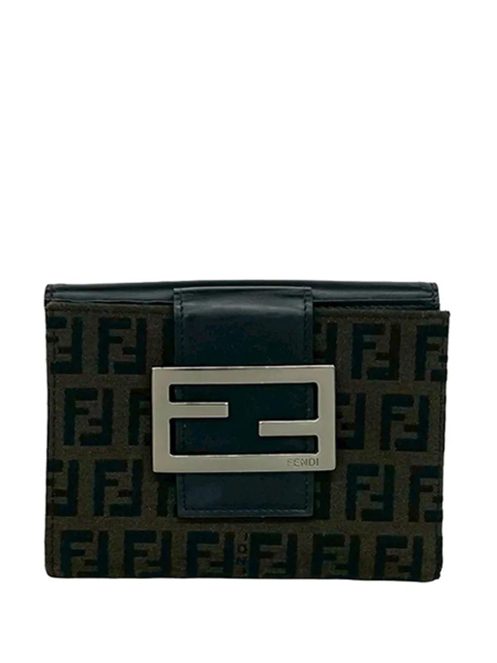 Pre-owned Fendi 2000-2010 Zucca Canvas Bifold Wallet Small Wallets In Brown