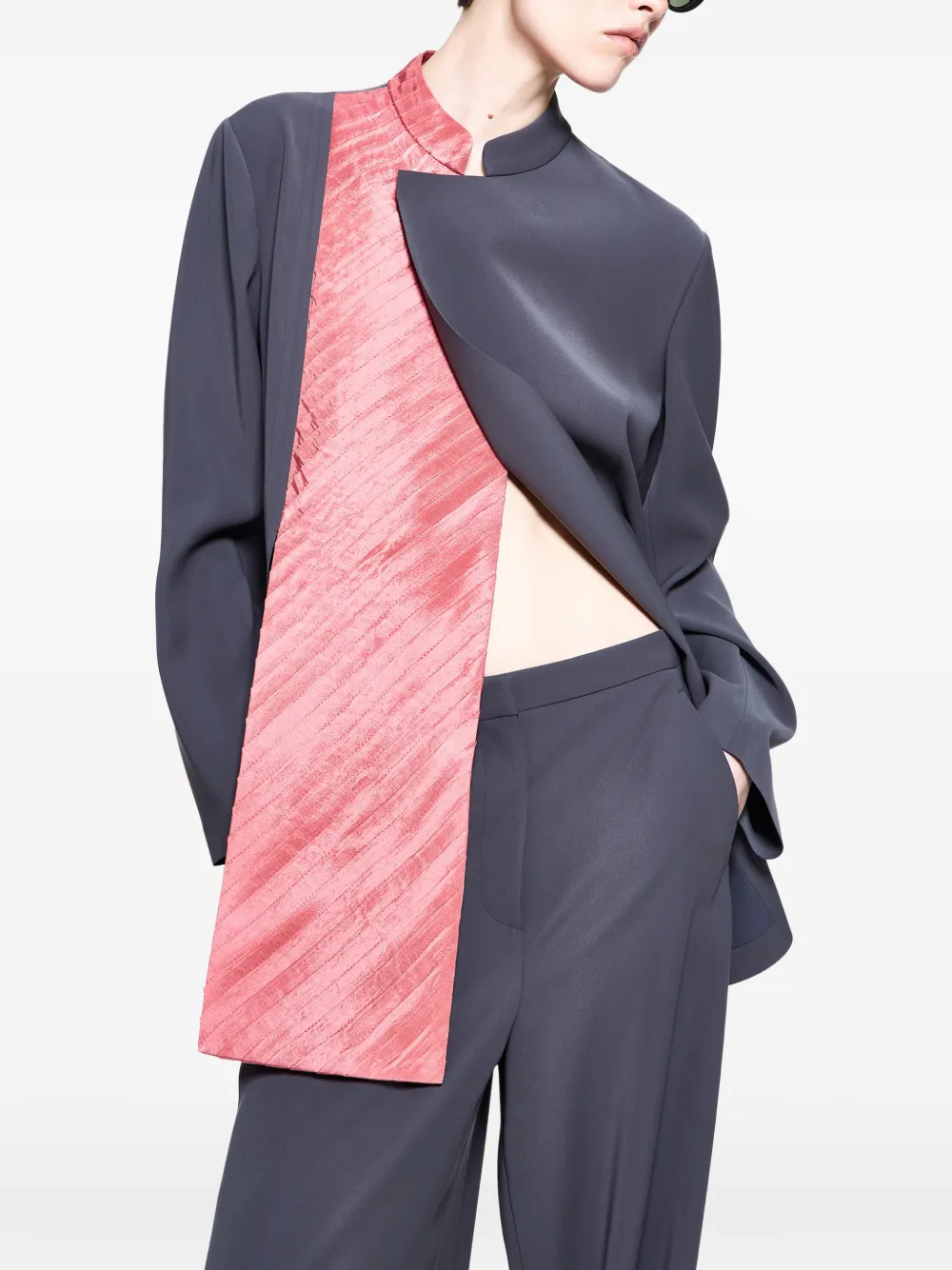 Giorgio Armani Plooibroek met wijde pijpen Grijs