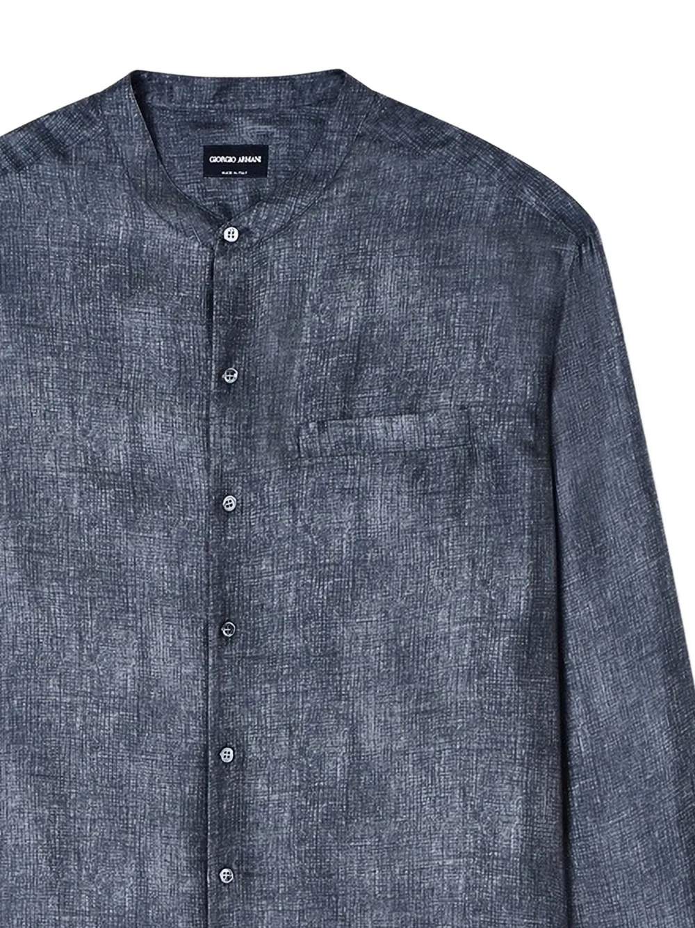 Giorgio Armani Overhemd met bandkraag Blauw