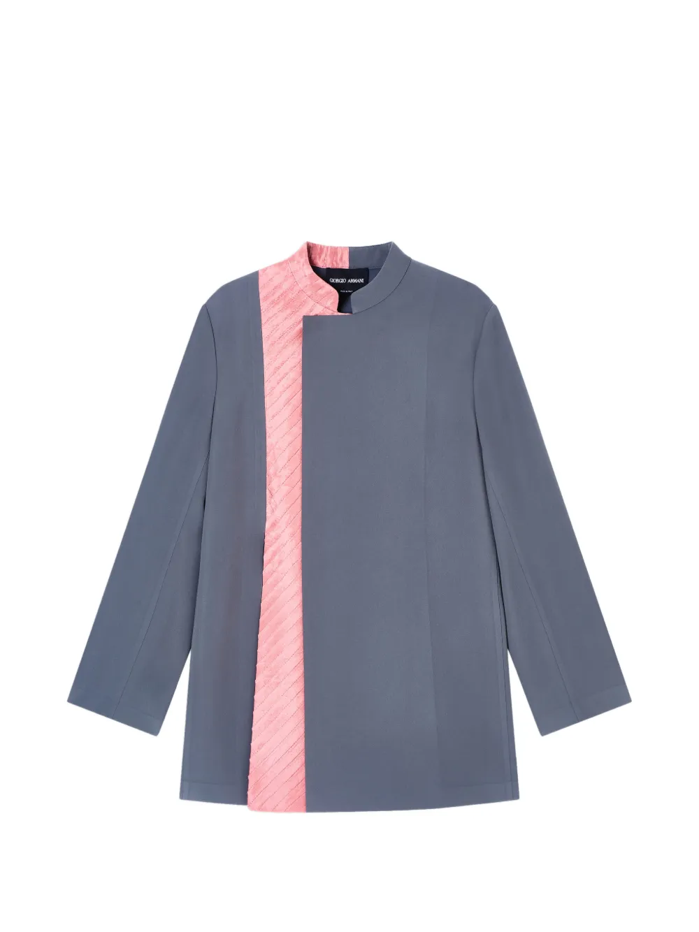Giorgio Armani panelled Mandarin-collar coat - Grey