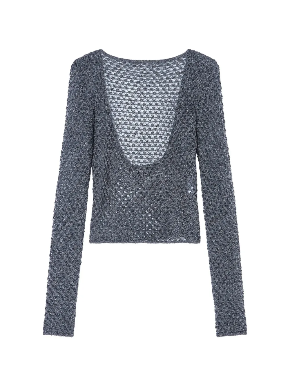 Giorgio Armani open-knit scoop-back sweater - Grey