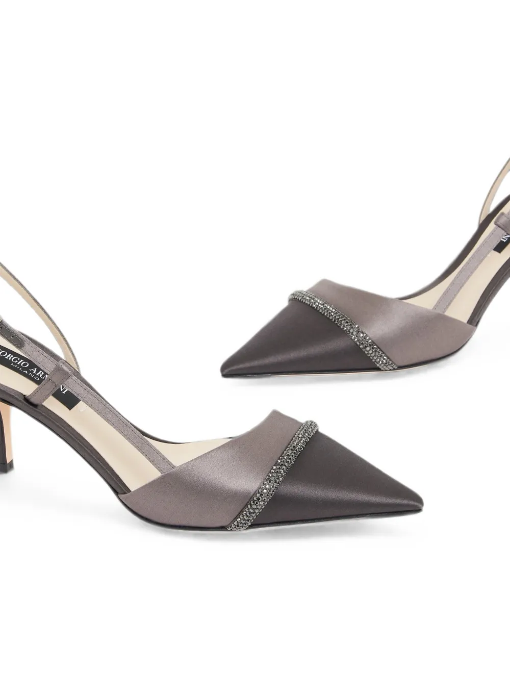 Giorgio Armani crystal-embellished slingback pumps Grijs