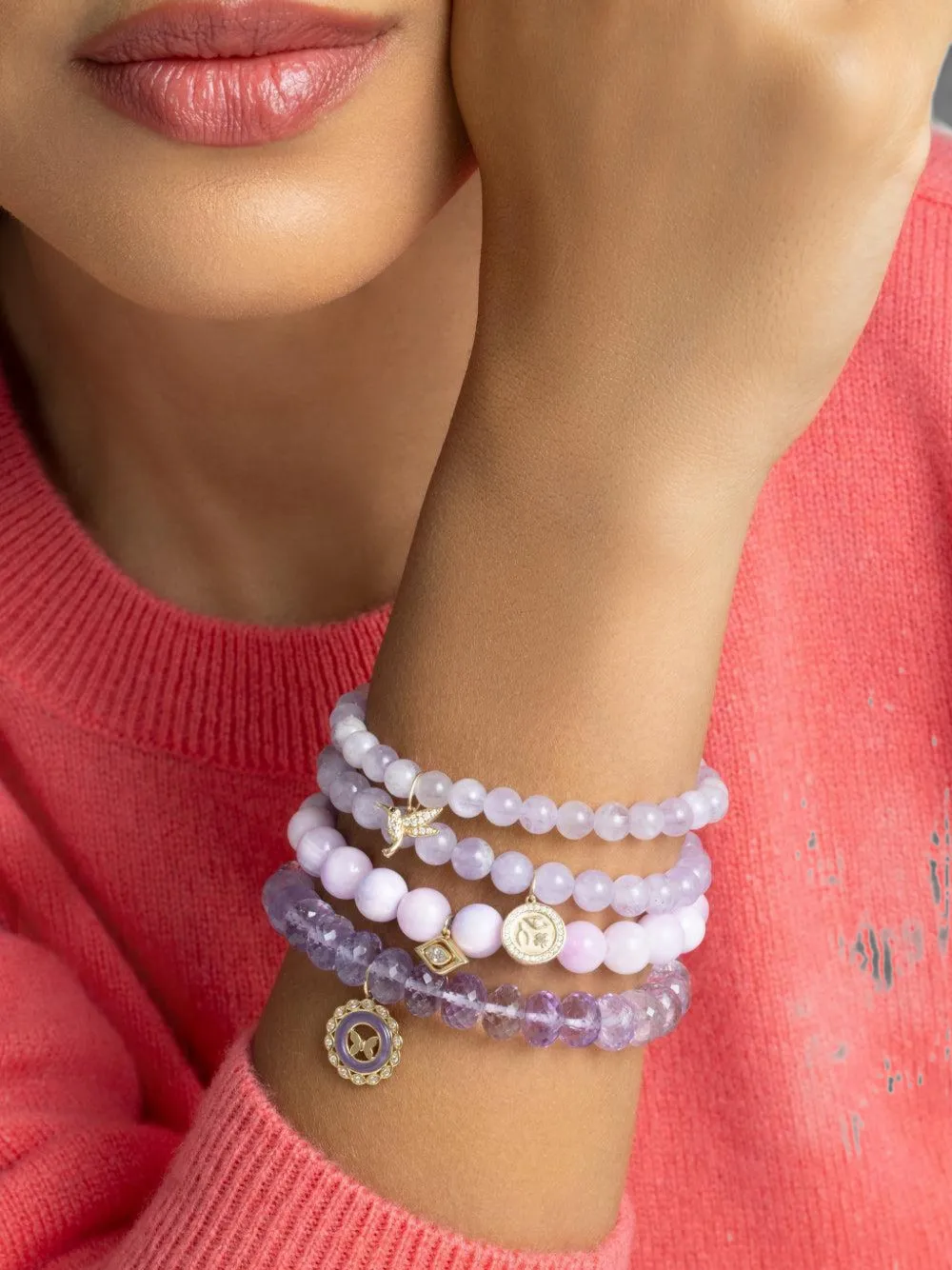 Sydney Evan amethyst and diamond eye charm bracelet - Viola