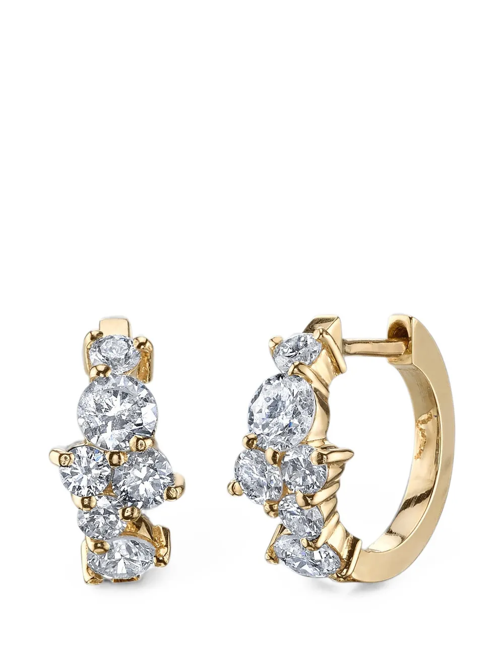 Sydney Evan diamond cocktail huggie earrings - Gold