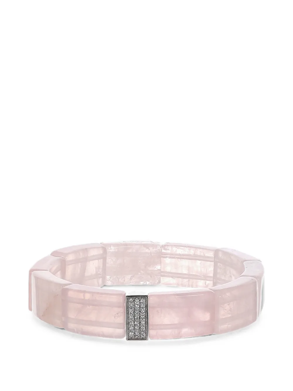 Sydney Evan rose quartz and diamond pavé bracelet - Argento