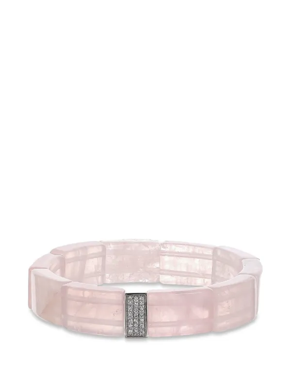 Sydney Evan Rose Quartz and Diamond Pavé Bracelet in Silver