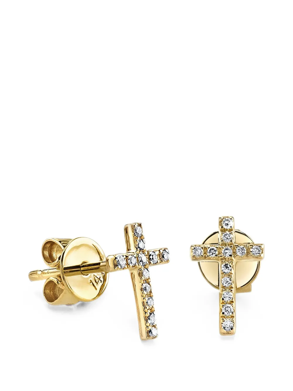 Sydney Evan diamond cross stud earrings - Oro