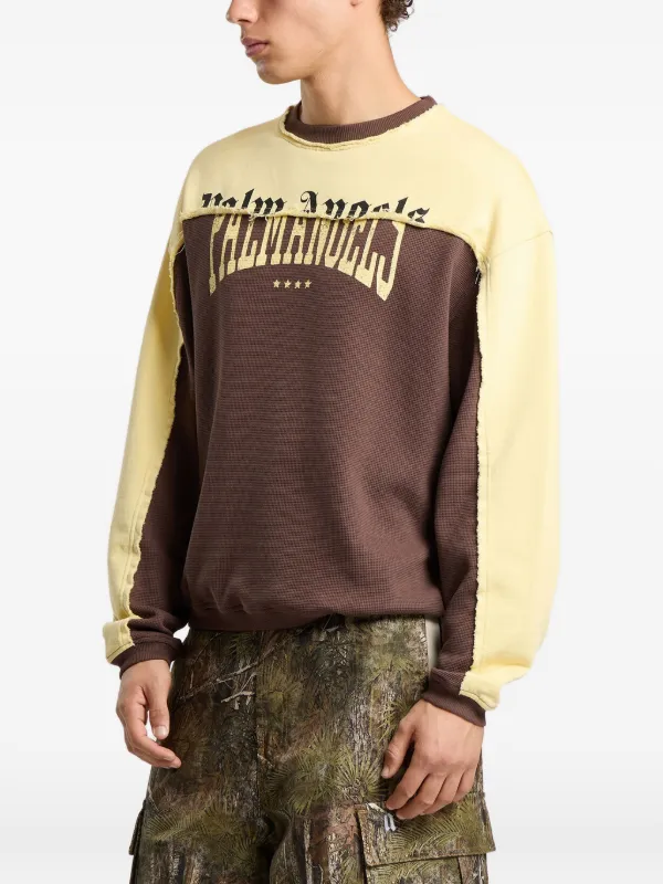 Palm Angels Vintage Logo Crewneck Sweatshirt | Brown | FARFETCH