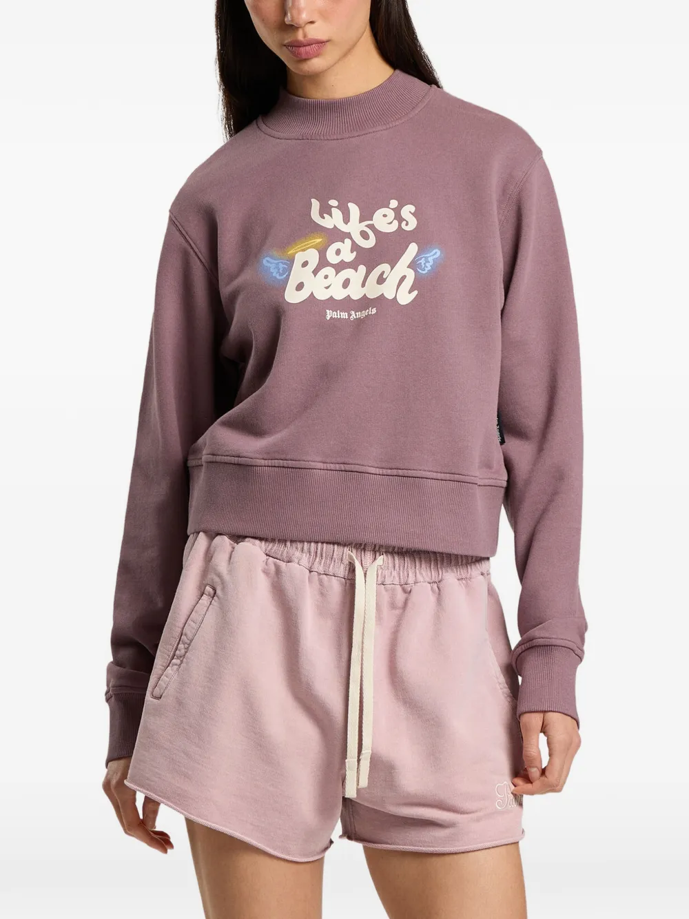 Palm Angels Life's A Beach cropped sweater Paars
