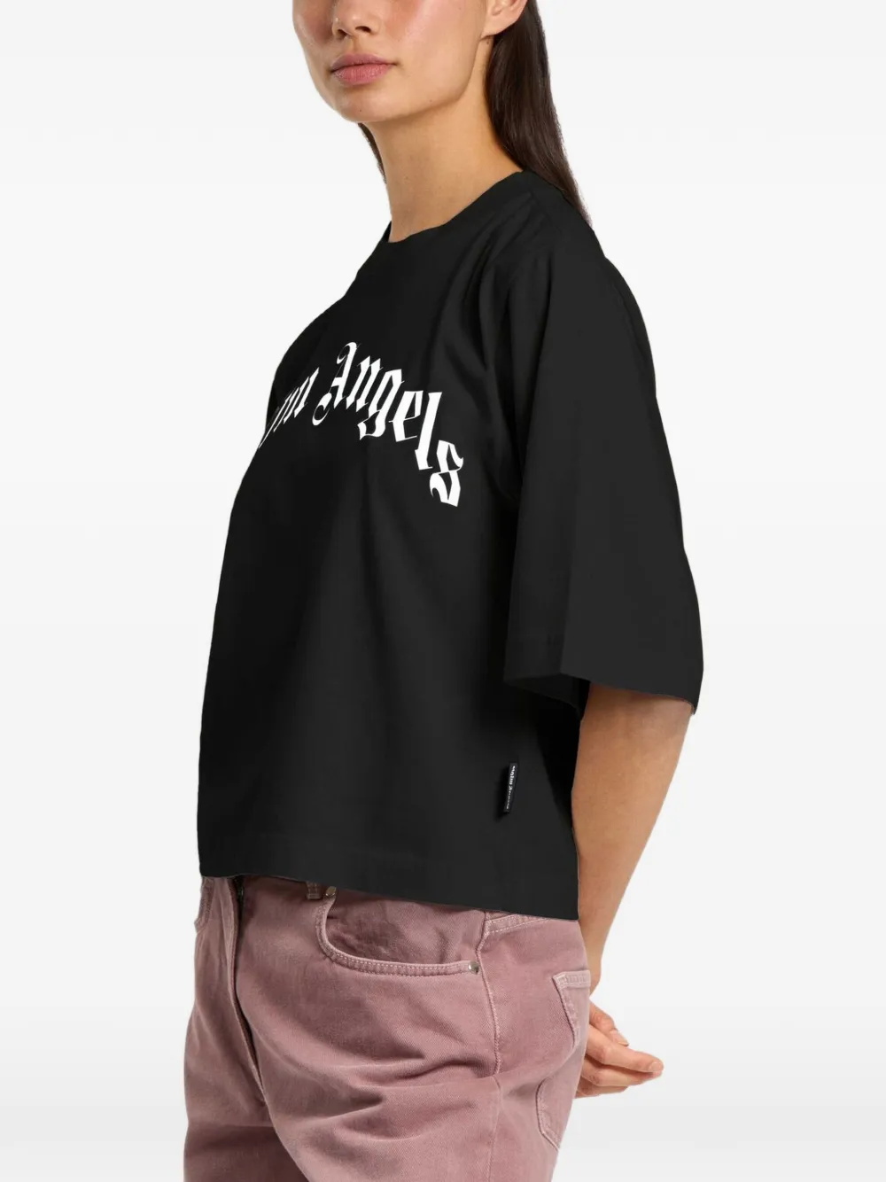Palm Angels T-shirt met logoprint Zwart