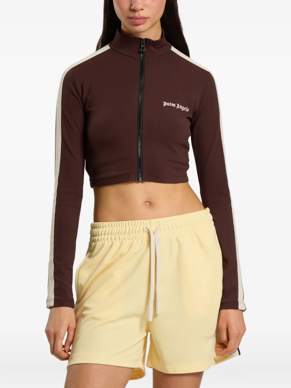 Palm Angels Trainingsjack met logo-print Bruin