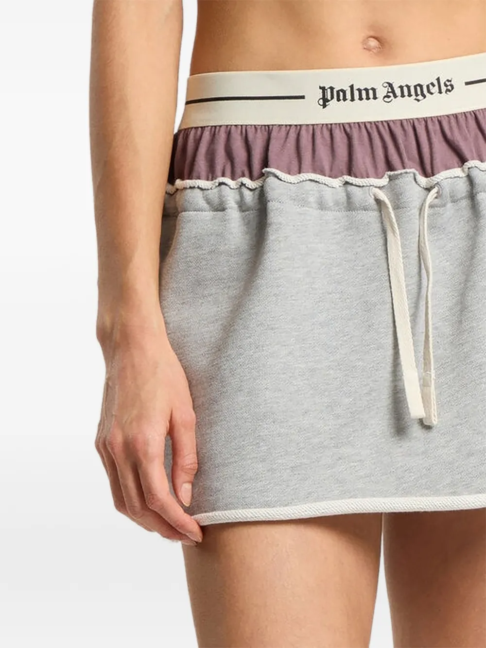 Palm Angels Gelaagde rok met logo Grijs