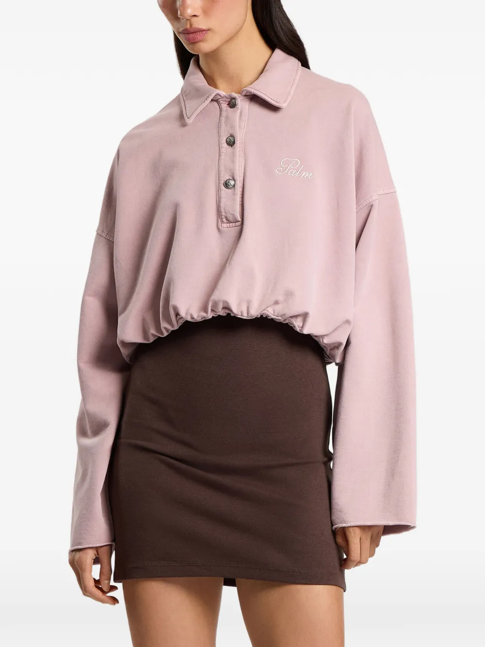 Palm Angels Palm Sway cropped poloshirt met lange mouwen Roze