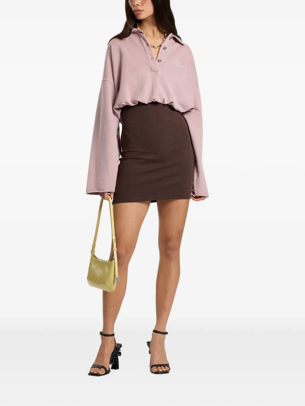 Palm Angels Palm Sway cropped poloshirt met lange mouwen Roze