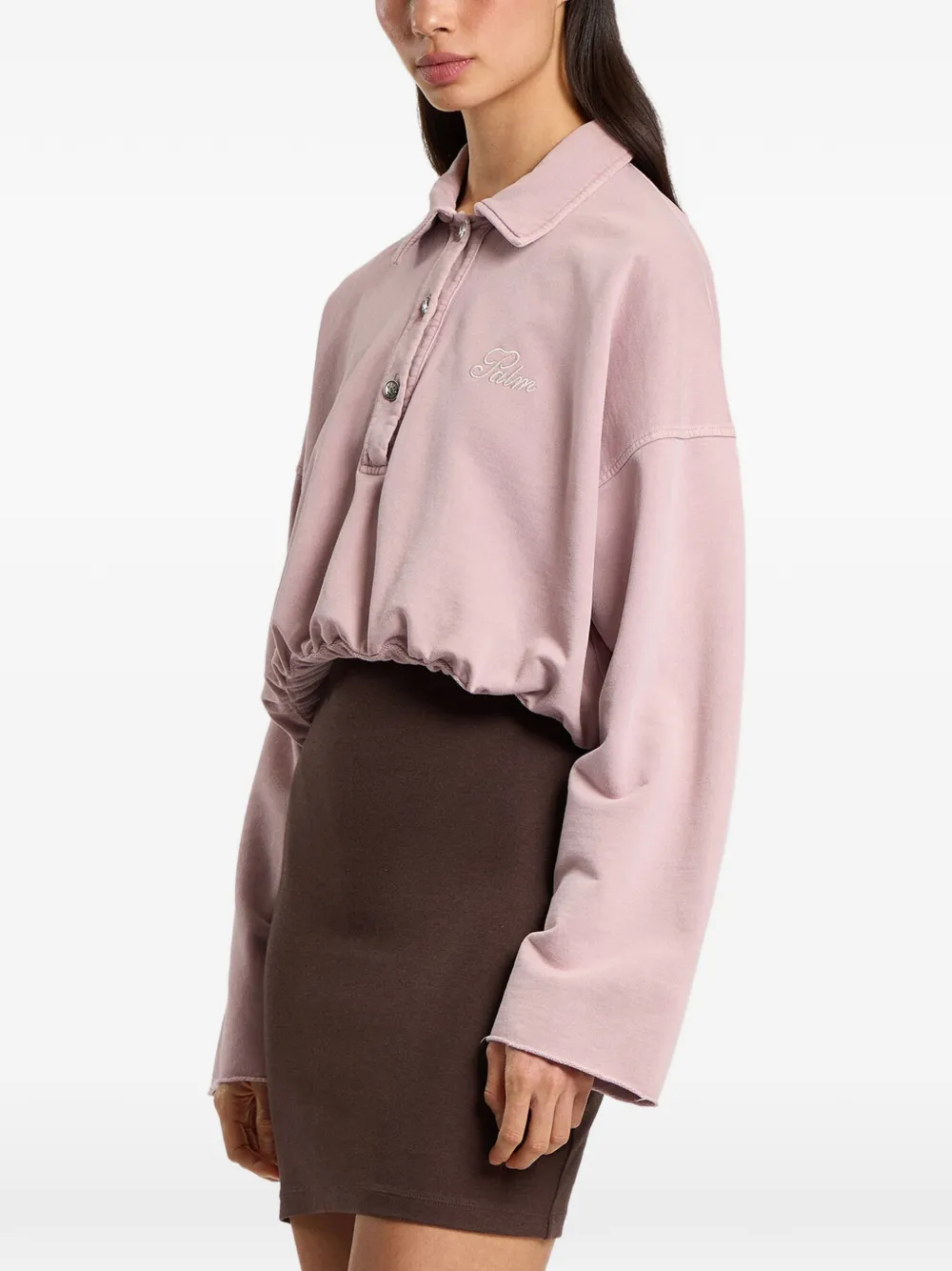 Palm Angels Palm Sway cropped poloshirt met lange mouwen Roze
