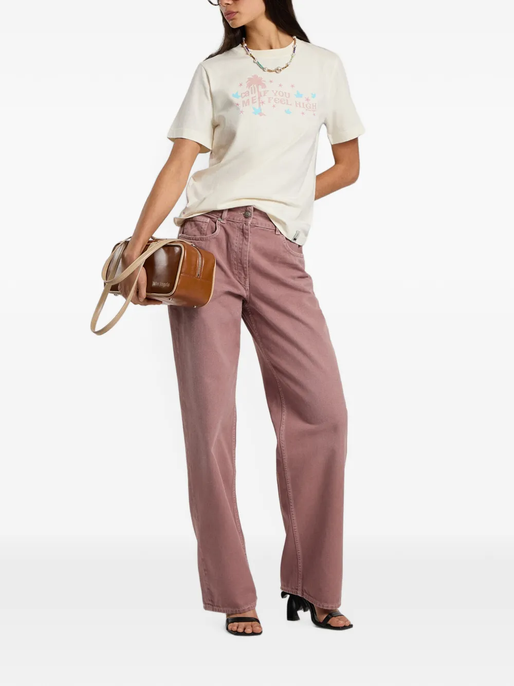 Palm Angels Feel High regular T-shirt Beige