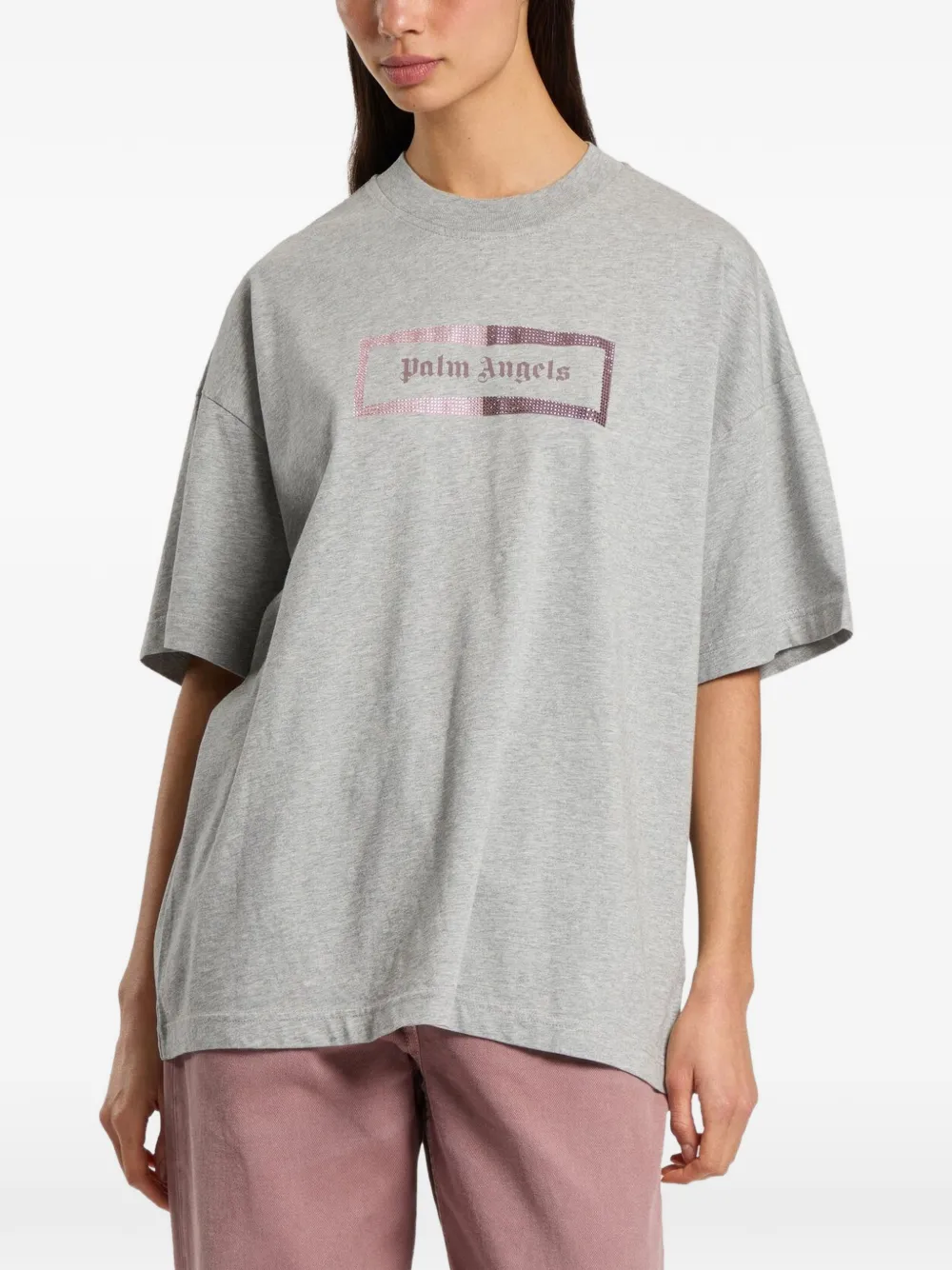 Palm Angels studded logo T-shirt Grijs