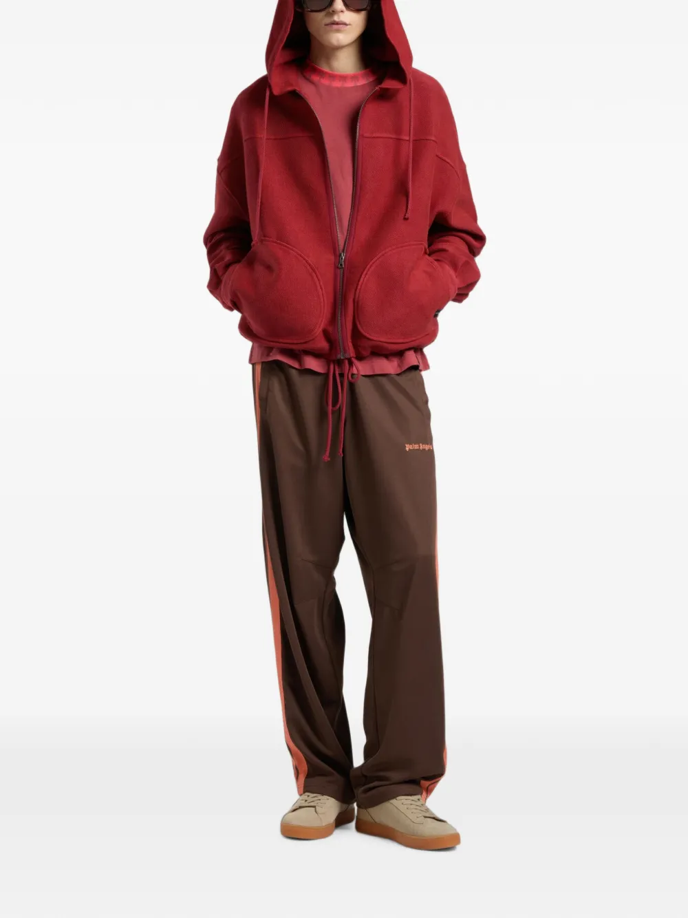 Palm Angels Palm Tree ruimvallende hoodie met rits Rood