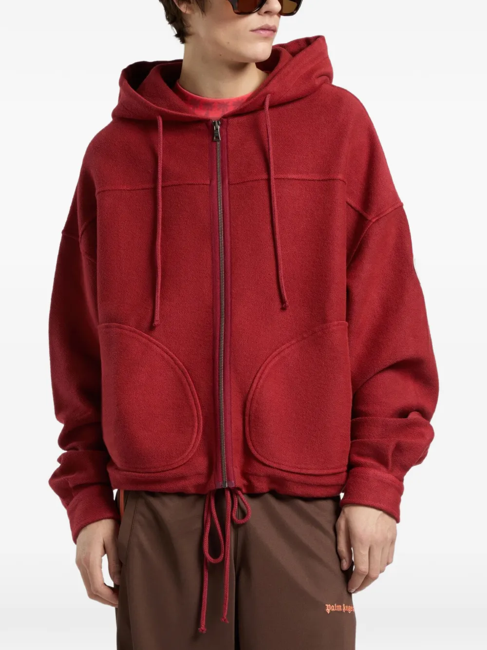 Palm Angels Palm Tree ruimvallende hoodie met rits Rood