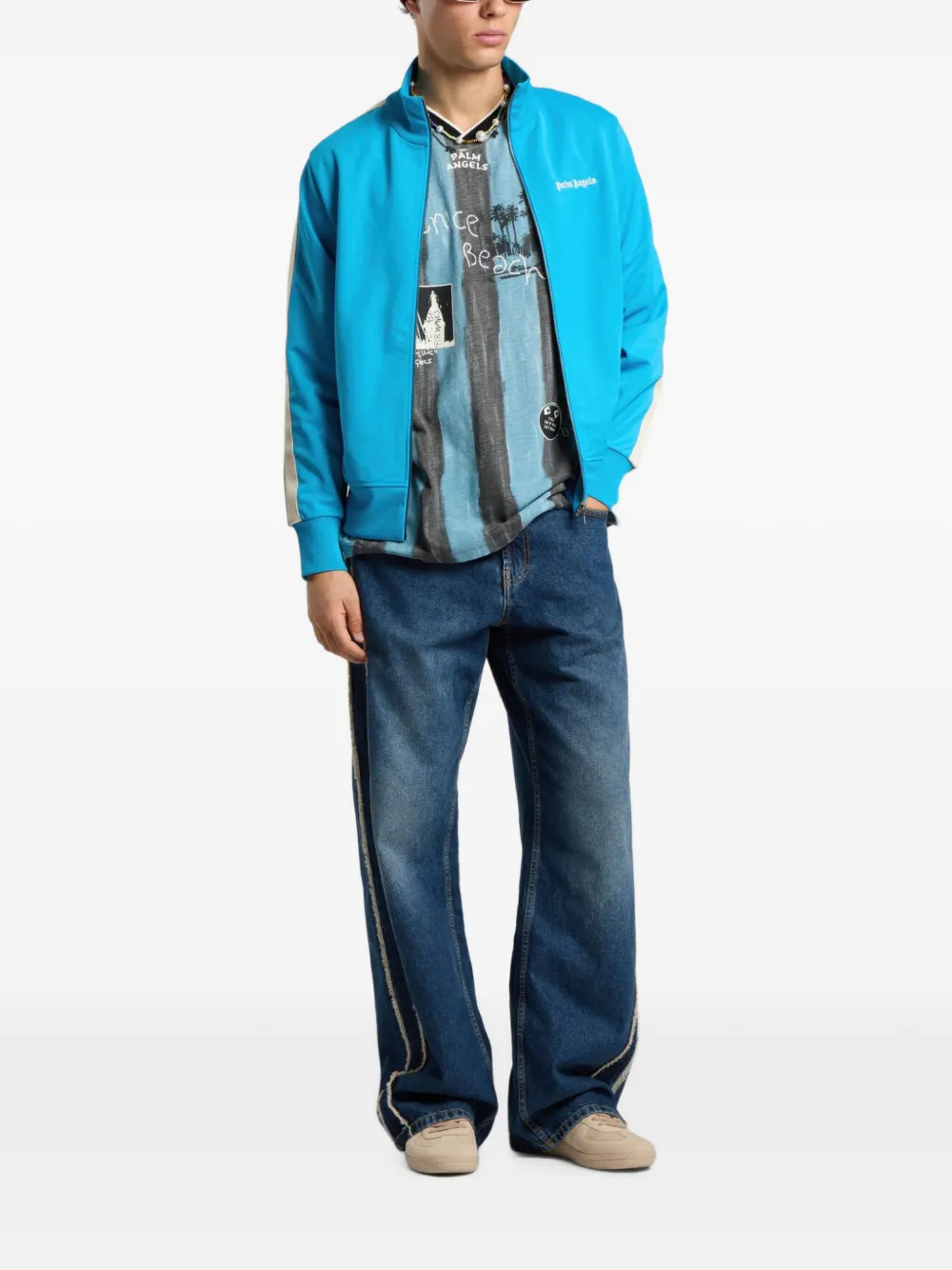 Palm Angels Trainingsjack met logo Blauw
