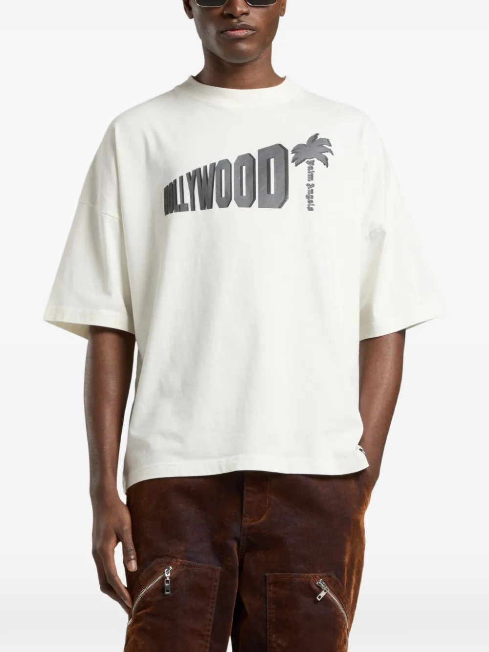 Palm Angels Sunset Blvd T-shirt met grafische print Beige