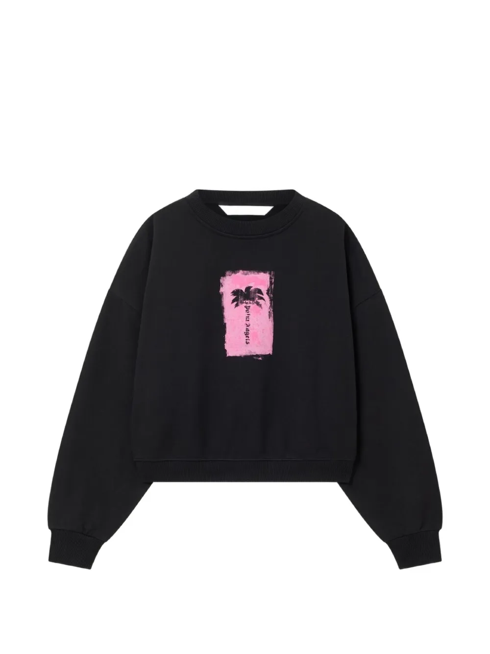 Palm Angels Ruimvallende cropped trui met geborstelde palmboom Zwart