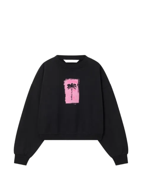 Palm Angels brushed Palm Tree loose crop sweater 