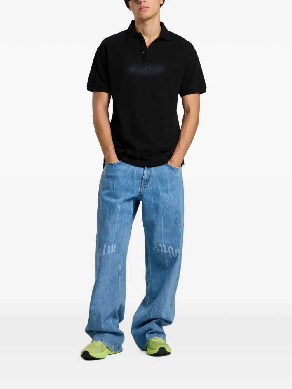 Palm Angels Spray regular poloshirt met logo Zwart
