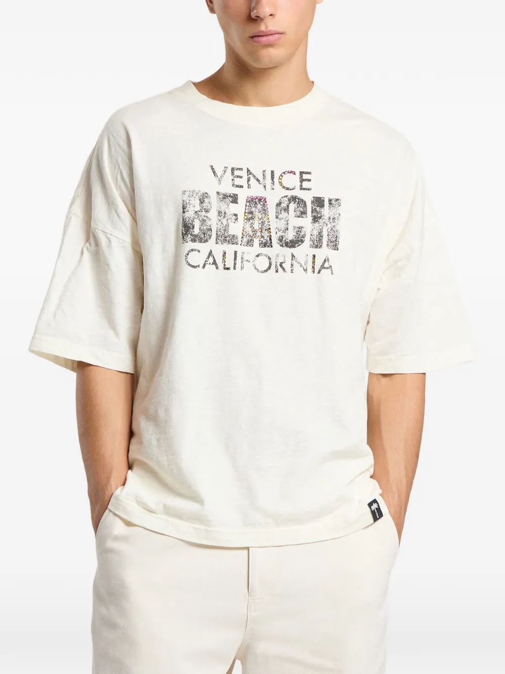 Palm Angels Cali Vibes ruimvallend T-shirt Beige