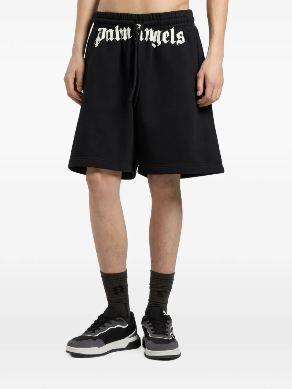 Palm Angels Shorts met logoprint Zwart