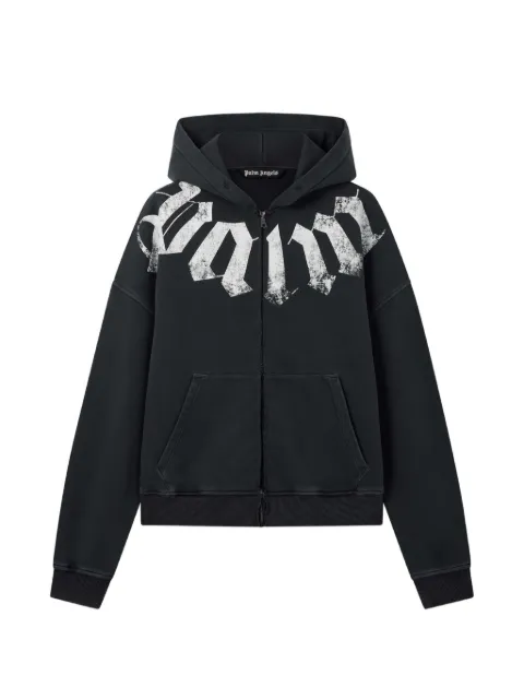 Palm Angels logo-print zip-up hoodie