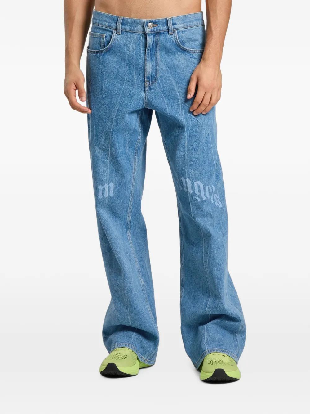 Palm Angels Jeans met logoprint Blauw