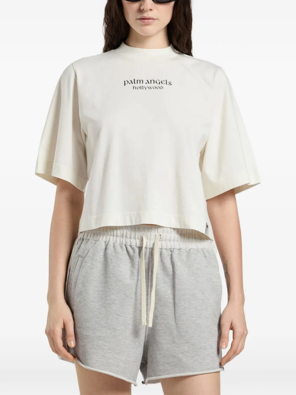 Palm Angels T-shirt met logoprint Beige