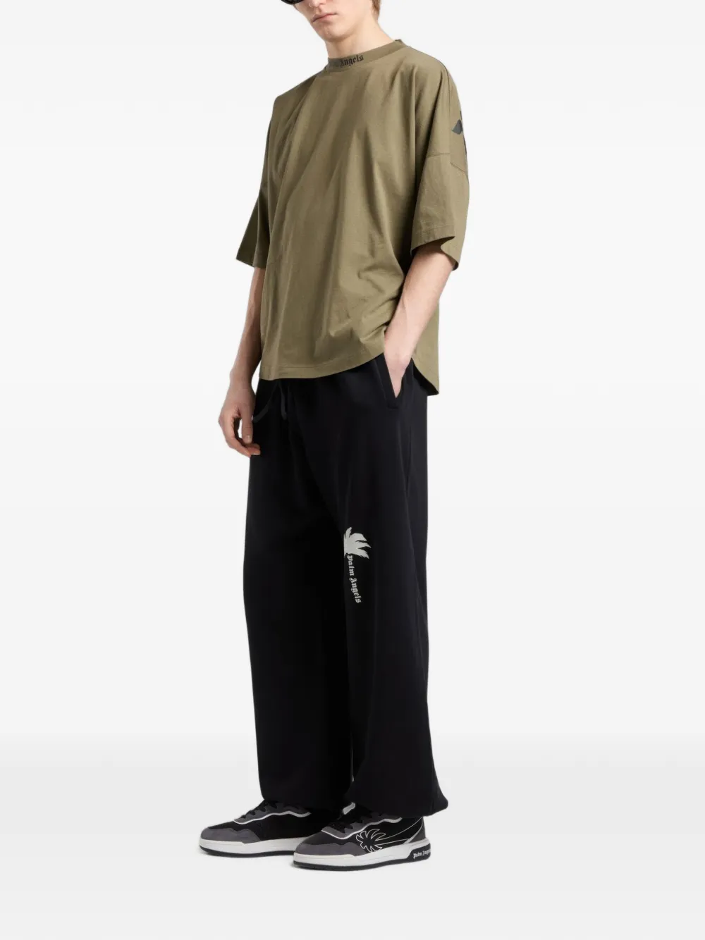 Palm Angels T-shirt met logo Groen