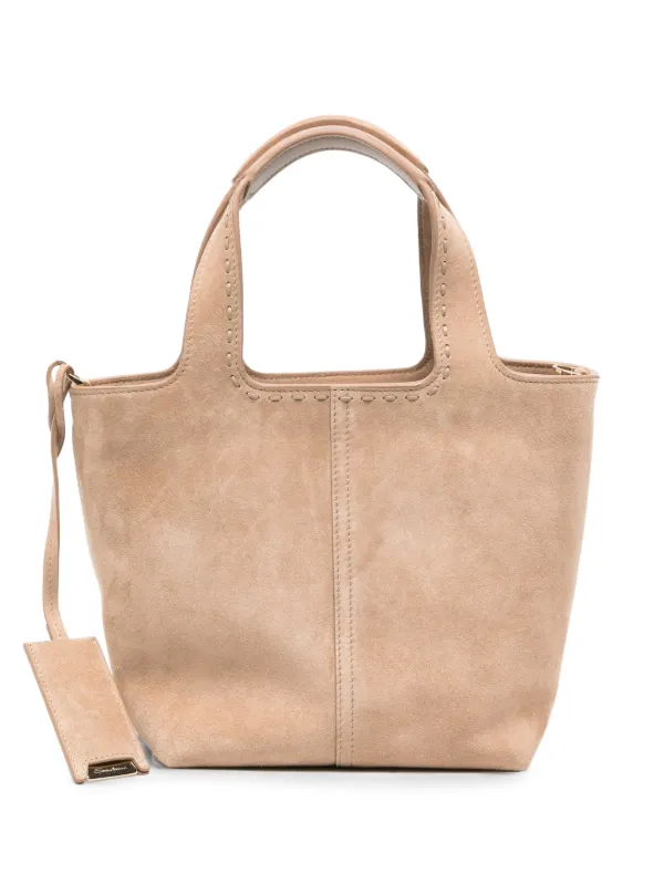 Santoni Mini Chapelier Whipstitch-trim Tote Bag in Neutrals