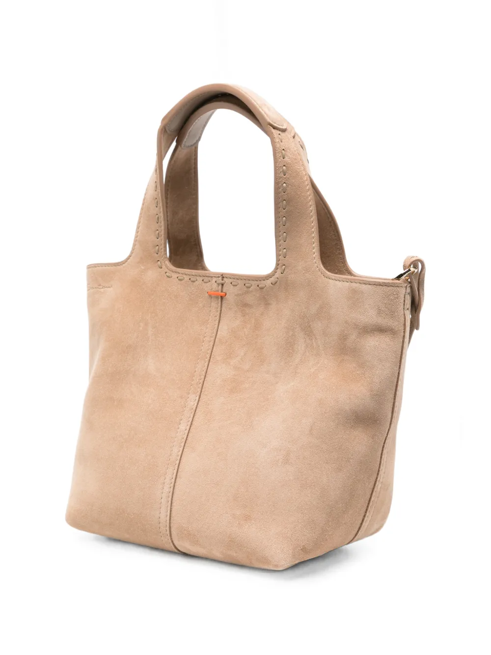 Santoni Mini Chapelier Whipstitch-trim Tote Bag in Neutrals, view 2