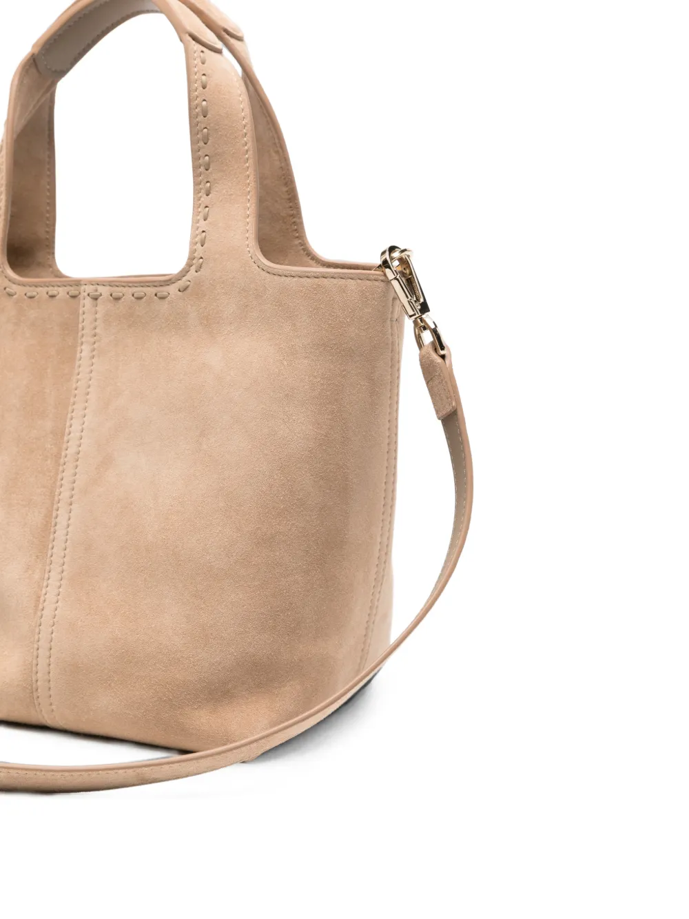 Santoni Mini Chapelier Whipstitch-trim Tote Bag in Neutrals, view 3