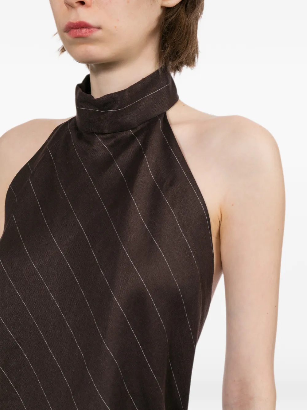 Helmut Lang Top met asymmetrische zoom en krijtstreep Bruin