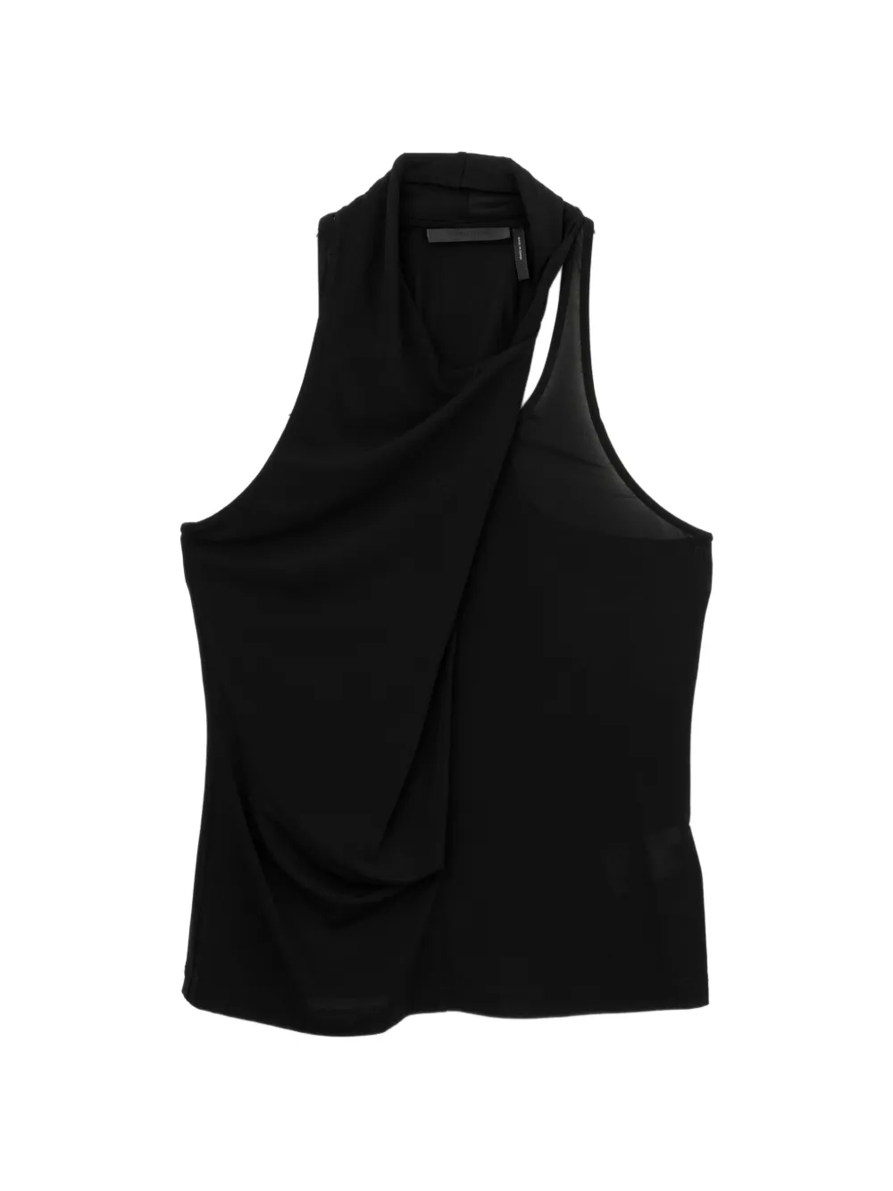Helmut Lang Top drappeggiata con scollo all'americana - Nero