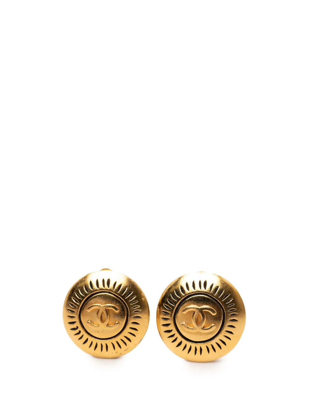 CHANEL Pre-Owned Orecchini tondi CC a clip con placcatura oro 1996