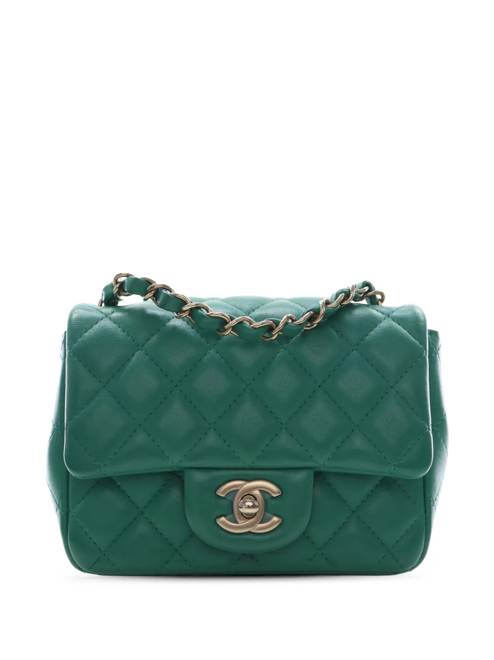 CHANEL Pre-Owned 2021-2026 Mini Square Classic Lambskin Single Flap crossbody bag - Green
