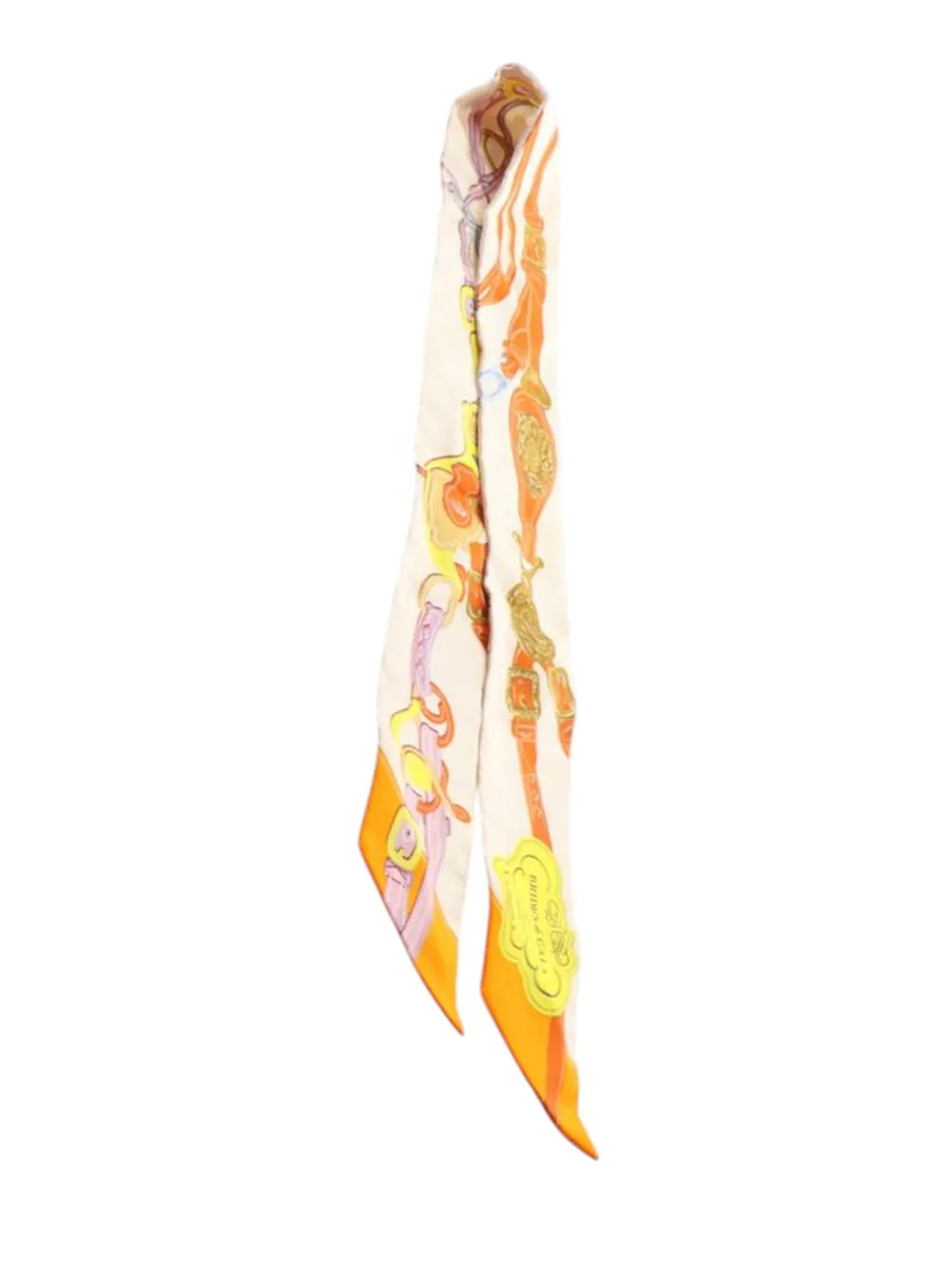 Pre-owned Hermes 2003-2026 Brides De Gala Silk Twilly Scarf Scarves In Neutral