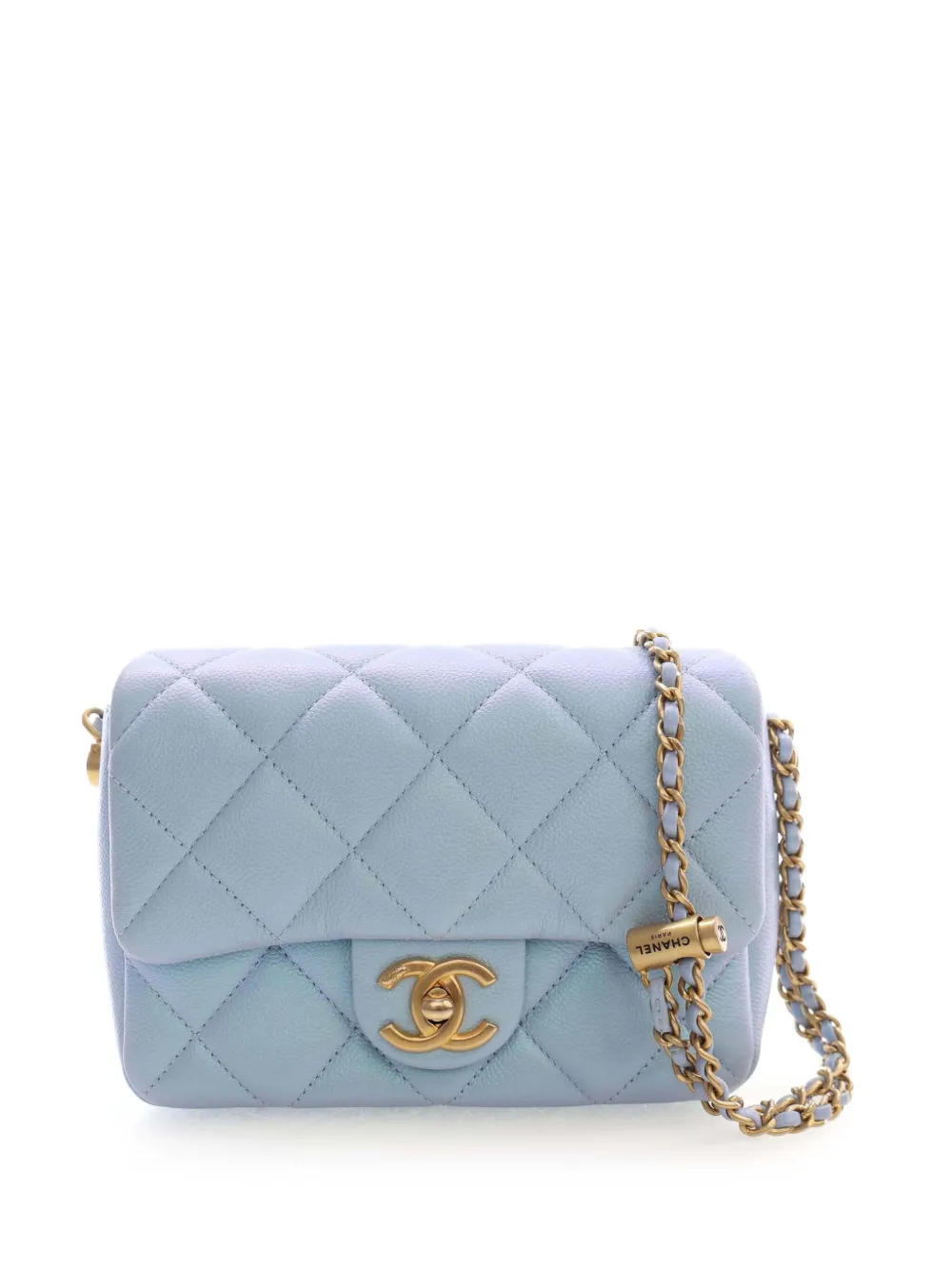 CHANEL Pre-Owned Borsa a tracolla My Perfect Flap mini trapuntata in pelle Caviar iridescente 2021-2026 - Blu