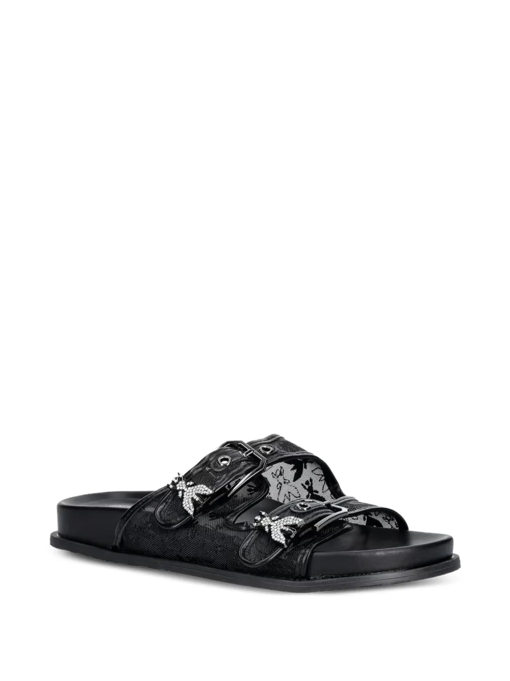 Patrizia Pepe girl buckle-fastening crystal-embellished sandals - Nero