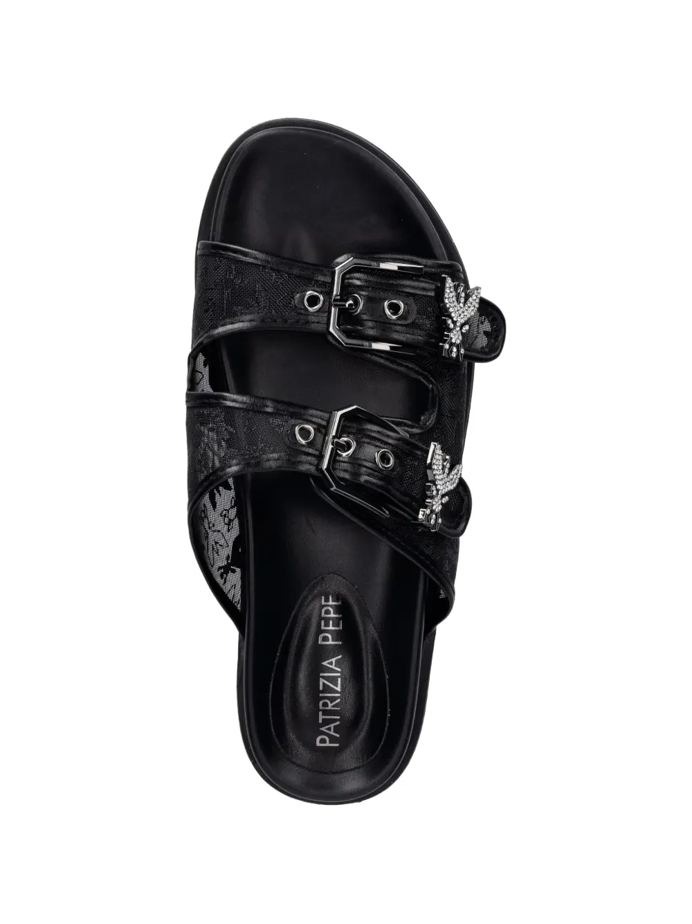 Patrizia Pepe girl buckle-fastening crystal-embellished sandals Zwart